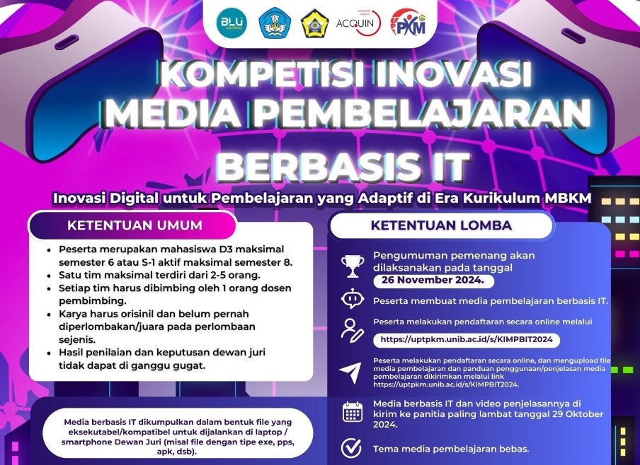 KOMPETISI INOVASI MEDIA PEMBELAJARAN BERBASIS IT UPT PKM UNIVERSITAS BENGKULU 2024
